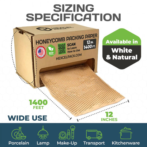 Eco Friendly Honeycomb Packing Paper For Shipping And Moving, Sustainable Paper Bubble Wrap Alternative, Self Dispenser Box