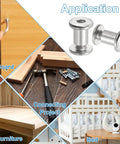 Hex Chicago Screws Set 10 Pack Binding Posts M6 X 45mm with application examples for boards, furniture, and bed projects.