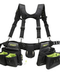 Heavy Duty Tool Belt Rig With TrapJaw Pockets, Adjustable Waist Belt For Carpenters And Electricians, shown with 19 pockets