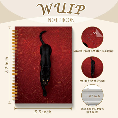 Leopard Print Spiral Notebook For Work And Wardrobe Boss Vibes Red Retro Wild Animal Journal Gothic Cheetah Office Supplies
