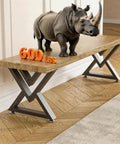 Heavy Duty 16 Inch Coffee Table Legs Set Of 2 Industrial Metal Bench Legs With 600 Lbs Load Capacity holding wooden bench.