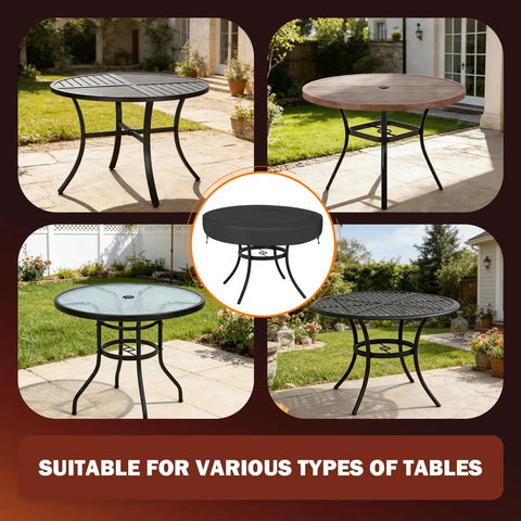 Outdoor Round Table Cover For 40 To 42 Inch Diameter Tables, Waterproof And UV Resistant Patio Shield displayed on outdoor tables.
