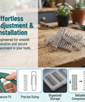 Premium 10 Pcs 304 Stainless Steel Compression Springs Kit with Tough Durable Extension Coils For Home Repairs And Workshop DIY Jobs Featuring Rust Resistant Memory Metal Assorted Sizes For Versatile Mechanical Work, springs on workbench