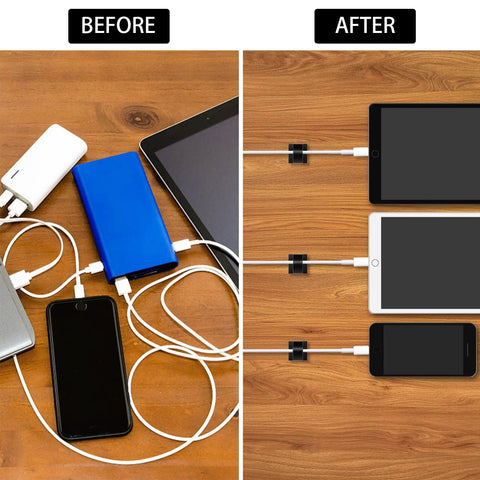 Before and after using Stick On Cable Clips Pack For Office And Home Adhesive Wire Organizer Cord Holder Self Adhesive Hooks
