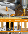 Rugged M2 HSS 1/8-27 NPT Pipe Tap And R Drill Bit Set With Titanium Plating used on various metals including steel and copper.