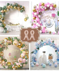 Clear Balloon Arch Clips Set, 10 Pack, shown with colorful balloon arch arrangements for party decor, DIY crafts.
