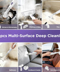 Portable Handheld Steam Cleaner And Detail Steamer For Cars And Tile Floors, High Pressure Grime Buster cleaning multiple surfaces.