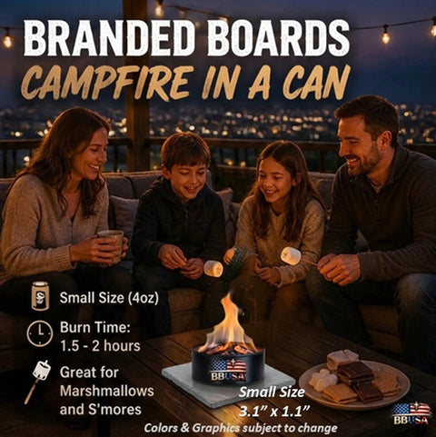 Family using Campfire In A Can Portable Mini Fire Pit For Marshmallows And Smores Made In USA Trail Ready For Hiking Backpacking Camping And Emergencies Compact One Pack With A 1.5 To 2 Hour Burn Time Lightweight Four Ounces outdoors.