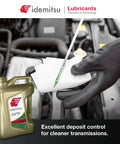 CVT Transmission Fluid Type N NS2 5 Quart 2 Pack For Nissan CVT Systems With Superior Anti Wear Protection Optimized For High Torque Applications Tranny Fluid That Keeps Your CVT Running Smooth. bottle and dipstick with green fluid