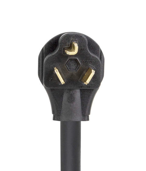 Close-up of Beefy Heavy Duty Dryer Plug Adapter 30A 125/250V Male, showing prongs and cable, 3-prong to 6-20R converter.