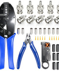 Coaxial Cable Tool Kit With Heavy Duty BNC Crimp Tool And 10 Pcs BNC Male Connectors, Coax Stripper Cutter, Wire Cutter And Heat Shrink Tube Set For RG58 RG59 RG62 RG174 displayed.
