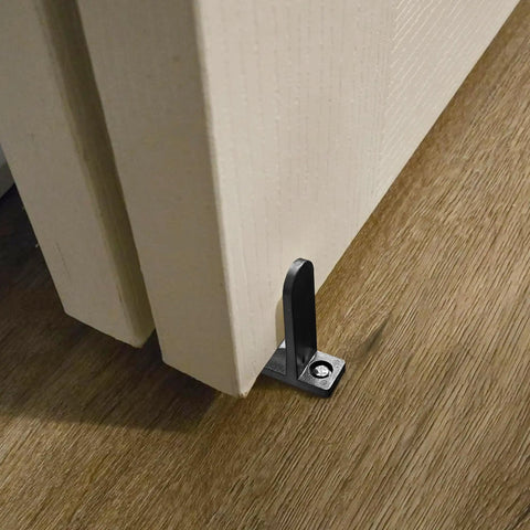 4 Pack Sliding Closet Door Floor Guides Universal ABS Bottom Guides For 1-3/8 Inch Thick Doors Black Cabinet Floor Guides With Screws For Quick Easy Centering And Smooth Quiet Sliding installed
