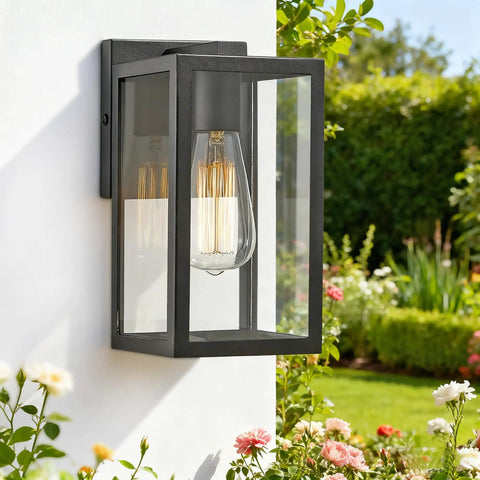 Exterior Wall Lantern Outdoor Sconce for Porch and Patio Lighting with Weather Resistant Black Finish, Vintage Look