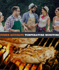 Temp Probe Replacement For Pit Boss Smokers And Grills Meat Sensor monitoring grilled chicken and group of people