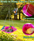 Two Pack Hanging Bird Baths For Outdoors, 11 Inch Metal Water Bowls With Rust-Proof Stainless Steel Chains, Flower Shape Design