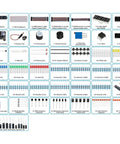 All In One Upgraded Electronics Component Kit With Power Supply 9V 1A Breadboard 830 Point Jumper Wires LED Capacitors Diodes