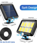Ultra Bright Solar Motion Lights Outdoor With Remote Control, 320 COB LEDs, 16.4 Ft Cable, adjustable panel, motion sensor