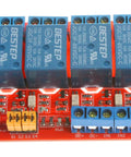 4 Channel Relay Module with Optocoupler Isolation and High Low Level Trigger, compatible with 5V 12V or 24V control signals
