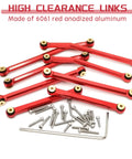 Aluminum High Clearance Chassis Links And Steering Links Set With 1.27mm RC Screwdriver For 1 To 24 Axial SCX24 Bronco And C10 Upgrade Parts Red Anodized Pro Grade