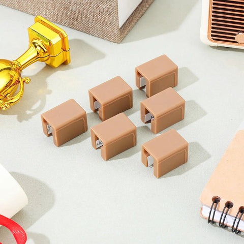 Six Piece Silicone L Shaped Corner Protectors For Cabinet And Wardrobe Handles With Strong Adhesive And Bumper Protection In Coffee Color