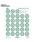 EZ Aim IBS Rimfire Paper Shooting Targets 14x17 Inch, 25 Targets Per Sheet, 25 Pack Green White with target log info