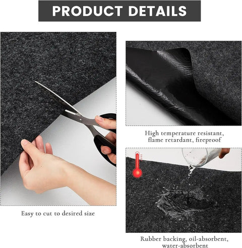 60 By 36 Inch Oil Spill Mat For Garages And Driveways, Heavy Duty Absorbent Floor Pad detail showing material layers and cutting