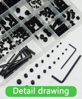 Pro Grade 1010 Piece Set Screw Kit With 25 Sizes For Metric And SAE Threads, 12.9 Alloy Steel, includes hex wrenches