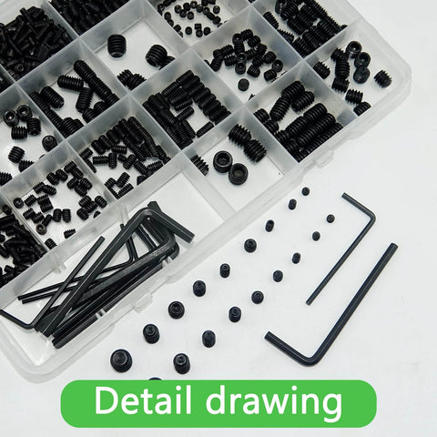 Pro Grade 1010 Piece Set Screw Kit With 25 Sizes For Metric And SAE Threads, 12.9 Alloy Steel, includes hex wrenches