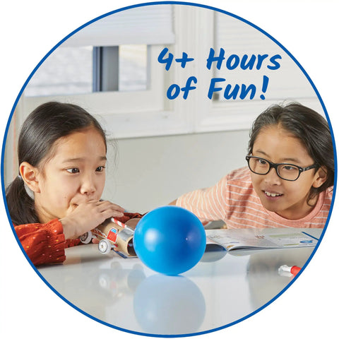 Two kids engaged with Take Flight Science Lab Kit For Kids Ages 5 To 7 18 Hands-On STEM Activities, experimenting with foam rockets.