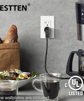 10 Pack 20 Amp Receptacle Outlet With Tamper Resistant Design And Screwless Wall Plate Included UL Listed 125V 2500W White in kitchen