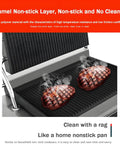 Two grilled steaks with grill marks on Judyssy Electric Panini Grill And Sandwich Press With Non Stick Plates.