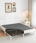 Heavy Duty King Size Box Spring Foundation With 5 Inch Low Profile Design And Beefy Steel Framework Supporting Up To 3500 Pounds in a stylish bedroom.