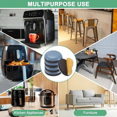 20-Pack Furniture Sliders With Self Adhesive PTFE Pad Mover Glides For Chair Kitchen Appliances And Round Floor Protectors In Grey on various furniture and appliances.