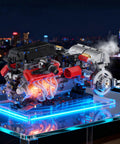 Realistic V12 Engine Model Kit That Runs Visible MOC Car Engine Project For Gearhead Enthusiasts With Motor, Lighting And Exhaust STEM Engineering Toy Set For Adults, Builds Durable, Interactive Engine Display on lit stand