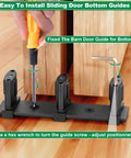 Installation of Three Roller Adjustable Floor Guide Kit For Double Bypass Sliding Doors Black Floor Mount Guides. Using hex wrench.