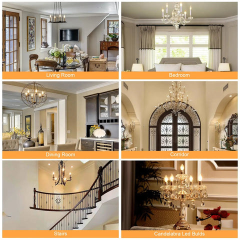 Dimmable E12 LED Candelabra Bulbs For Chandeliers And Ceiling Fans 2700K Warm White 40W Equivalent B11 Edison Filament Style 400 Lumen Pack Of 6 Eye Friendly Dimmer Compatible