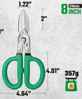 8 Inch Compound Action Tin Snips With Forged Blade For Heavy Duty Metal Cutting Tough Sheet Metal Shears With Ergonomic Handle