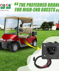 Premium 48V Delta Q Charger Receptacle Socket For Electric Golf Cart with black connector and wiring harness in grass.