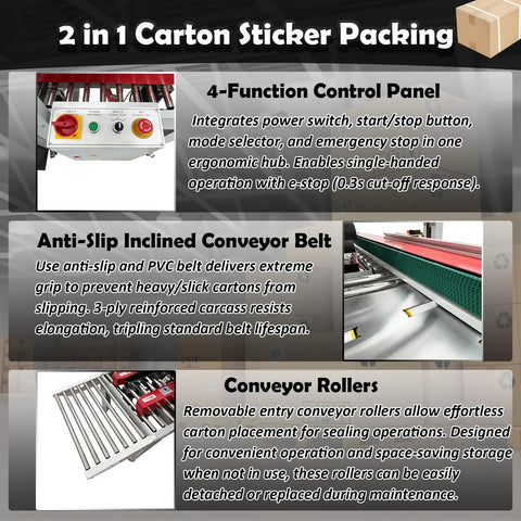 Auto Carton Sealing And Strapping Machine 2-In-1 Industrial Box Packaging Tapper With Polypropylene Strap Winder Adjustable control panel and conveyor system.