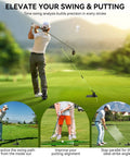 Golfer using Adjustable Golf Alignment Stick Holder With 48 Inch Collapsible Alignment Sticks for swing training on green course.