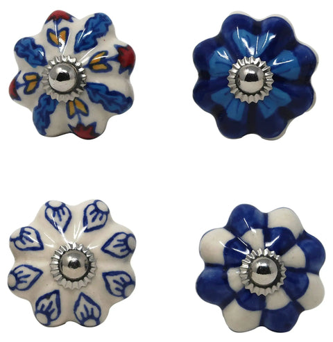 Colorful Blue Ceramic Cabinet Knobs Set Of 25 For Kitchen Cabinets, Bathrooms, Dressers, Cupboards And Drawers, Handmade Pottery