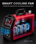 Dual Voltage Plasma Cutter 50 Amp With Large LED Display 110 220V IGBT Inverter showcasing smart cooling fan feature