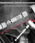 12 Piece One Quarter Inch And Three Eighth Inch Drive Ten Millimeter Socket Set With Three Inch Extension Bars in use on engine