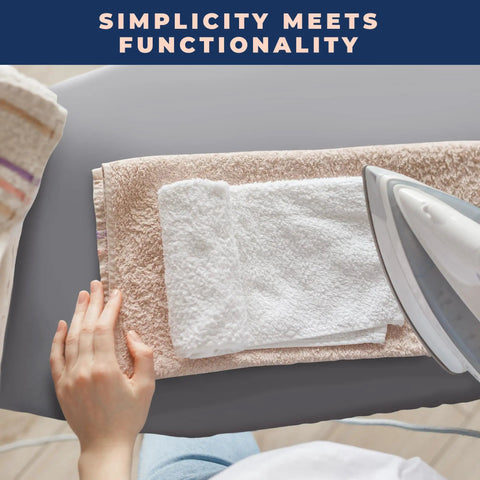 Person ironing on Extra Thick Ironing Board Cover And Pad With Four Layer Padding, Heavy Duty, Silver Coated Nonstick Surface.