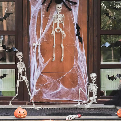 3 Foot Full Body Halloween Skeleton Decoration For Party And Haunted House, Totally Creepy Plastic Skeleton Prop on porch