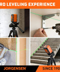Pro Grade Laser Level With Tripod, 100 Ft Range, Dual Module Self Leveling Cross Line, Vertical And Horizontal Lines, 360 Degree Magnetic Base, Green Laser For Picture Hanging, Tile, Home Renovation, Indoor Projects