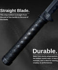 Polypropylene Ninja Training Sword II One Piece Black Blade 34.25 Inch handle detail, showcasing grip texture and tsuba.