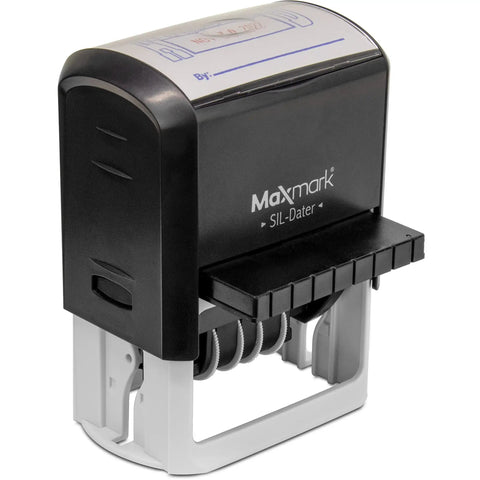Workhorse Large Self Inking Rubber Date Office Stamp With Stamped Received Legend and Swap Ready Blue Red Ink Roller smooth rollers and dials