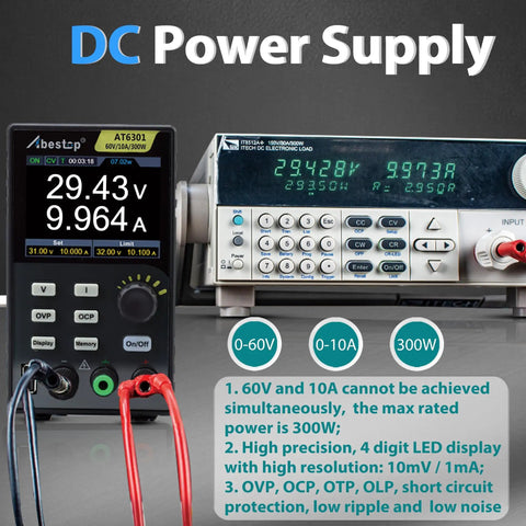 "Beast 60V 10A Variable DC Power Supply With 300W Output, 110V Input, Four Digit High Resolution 2.8 Inch IPS Display."