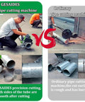 Comparison of Fully Automatic Electric Pipe Cutting Machine Precision Pipeline Saw cuts smooth versus ordinary pipe cutting machine cuts rough.